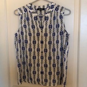 Blue and white button down blouse